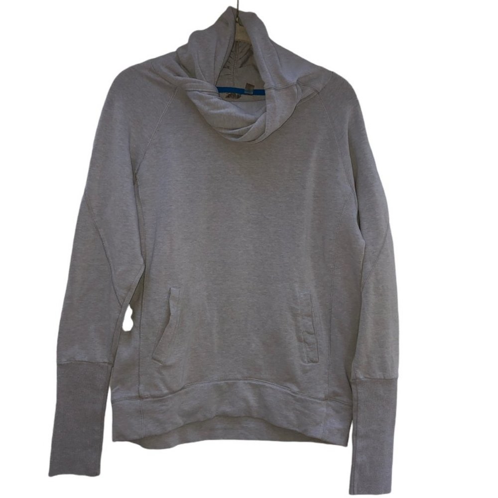 zella dove gray fab twisted cowl neck work out svisana top M